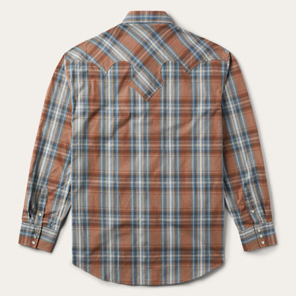 Rustic Plaid Western Shirt Brown Men Stetson Classic Cut