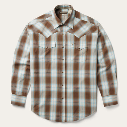 Sand Ombre Plaid Western Shirt Brown Men Stetson Western Shirts