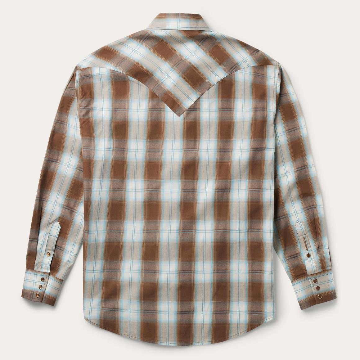 Sand Ombre Plaid Western Shirt Brown Men Stetson Western Shirts