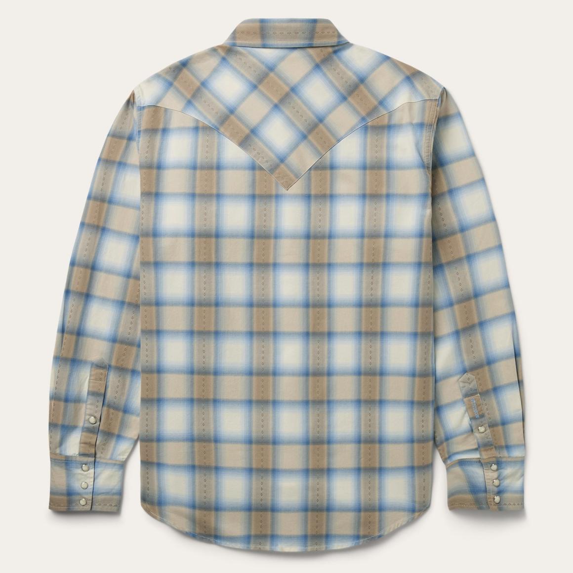Sand Plaid Dobby Western Shirt Brown Men Stetson Modern Cut
