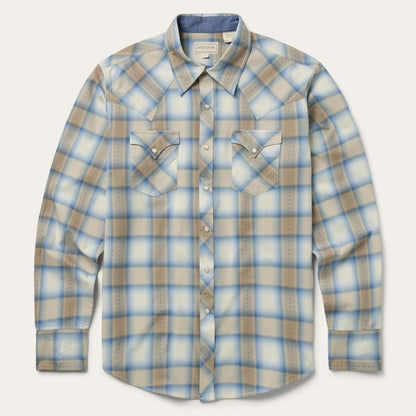 Sand Plaid Dobby Western Shirt Brown Men Stetson Western Shirts
