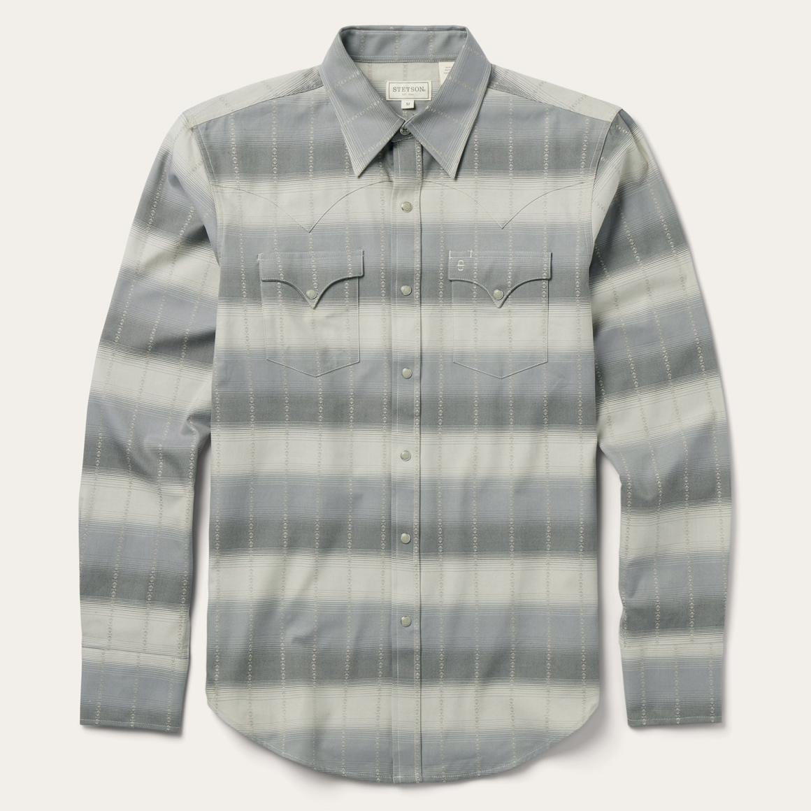 Serape Dobby Twill Western Shirt Brown Men Stetson Modern Cut
