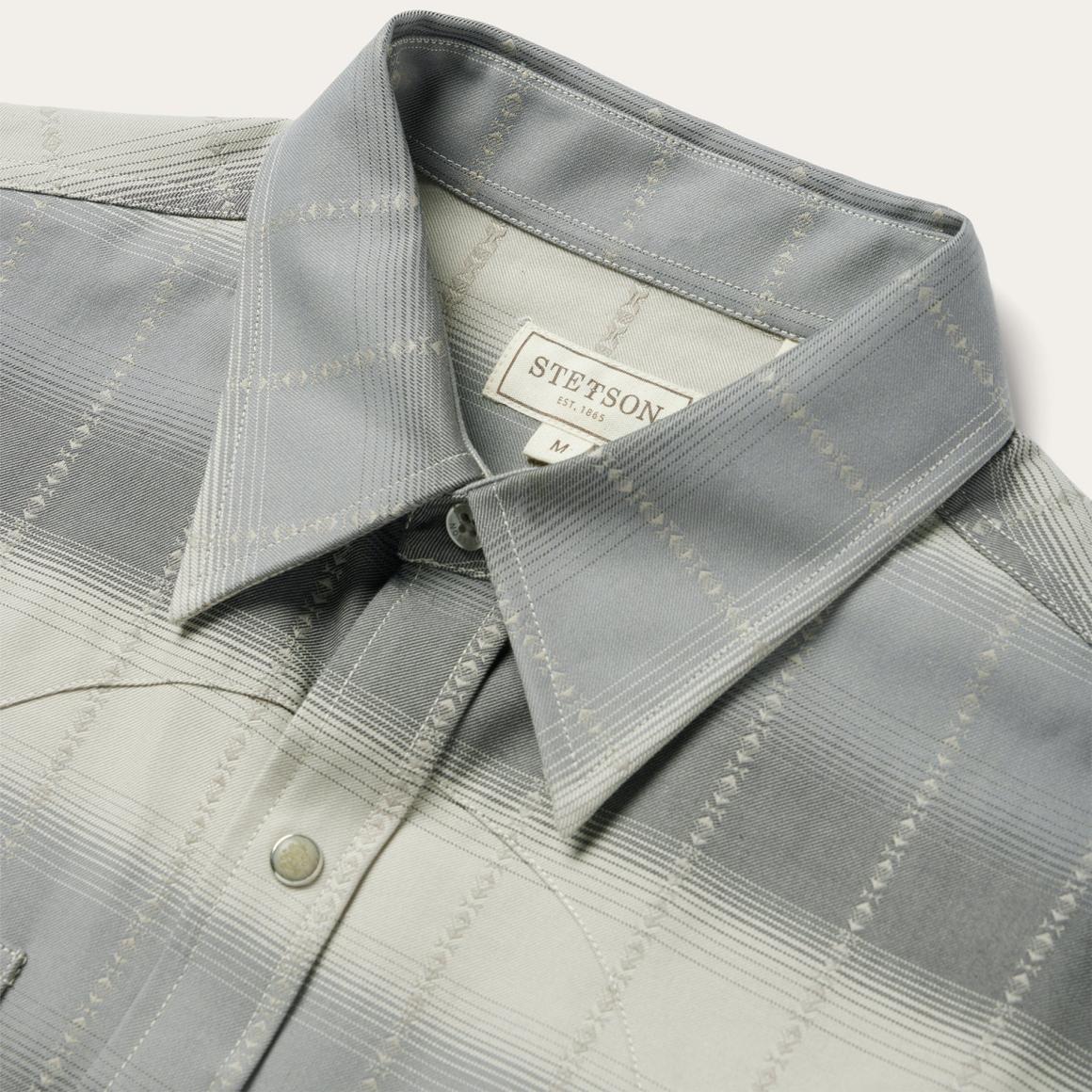Serape Dobby Twill Western Shirt Brown Men Stetson Western Shirts