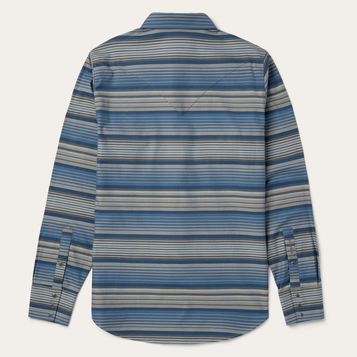 Serape Stripe Western Shirt Blue Men Stetson Western Shirts