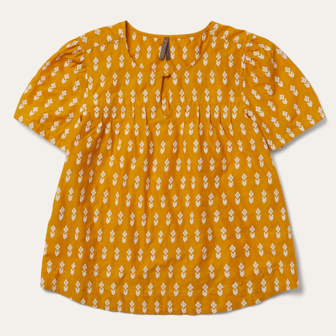 Short-Sleeved Aztec Blouse Yellow Women Stetson Blouses