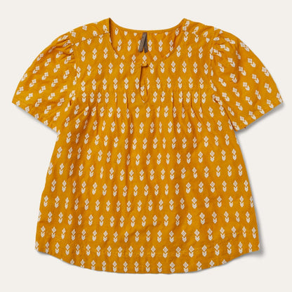 Short-Sleeved Aztec Blouse Yellow Women Stetson Blouses
