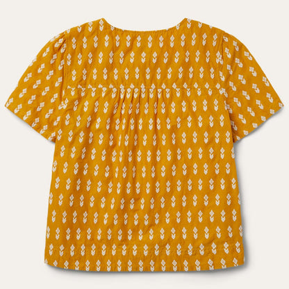 Short-Sleeved Aztec Blouse Yellow Women Stetson Blouses