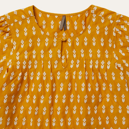 Short-Sleeved Aztec Blouse Yellow Women Stetson Blouses