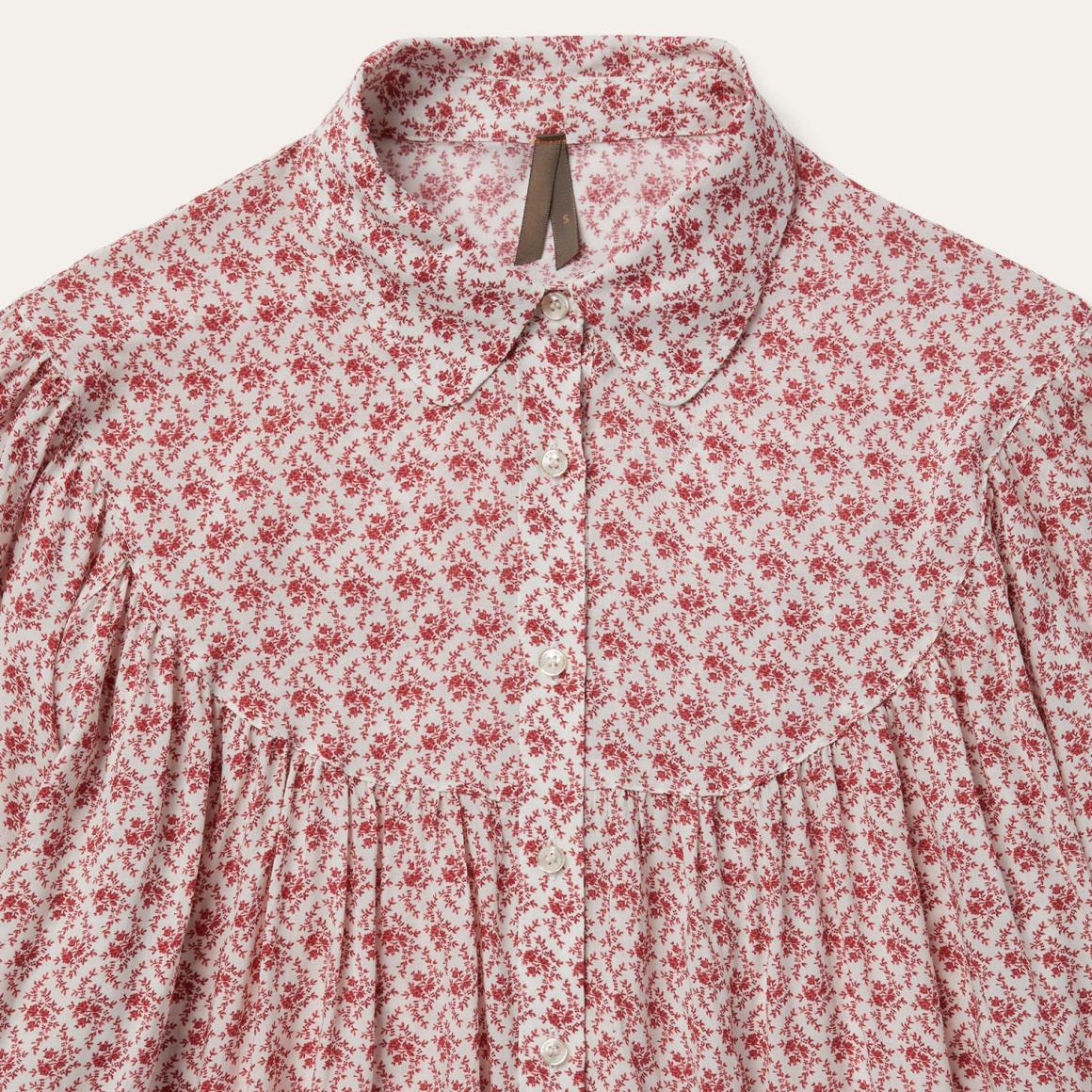 Short-Sleeved Cottage Floral Blouse Red Women Stetson Blouses