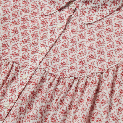 Short-Sleeved Cottage Floral Blouse Red Women Stetson Blouses