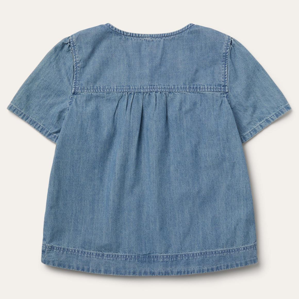 Short-Sleeved Denim Blouse Blue Women Stetson Blouses