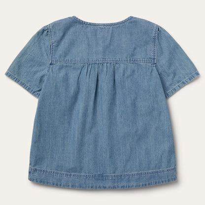 Short-Sleeved Denim Blouse Blue Women Stetson Blouses