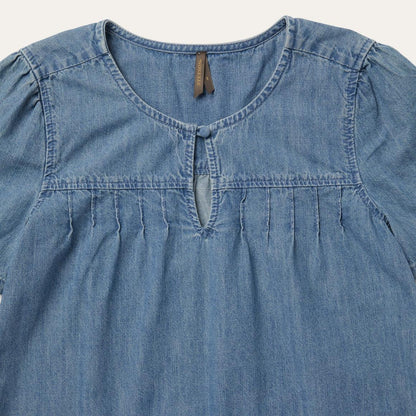 Short-Sleeved Denim Blouse Blue Women Stetson Blouses