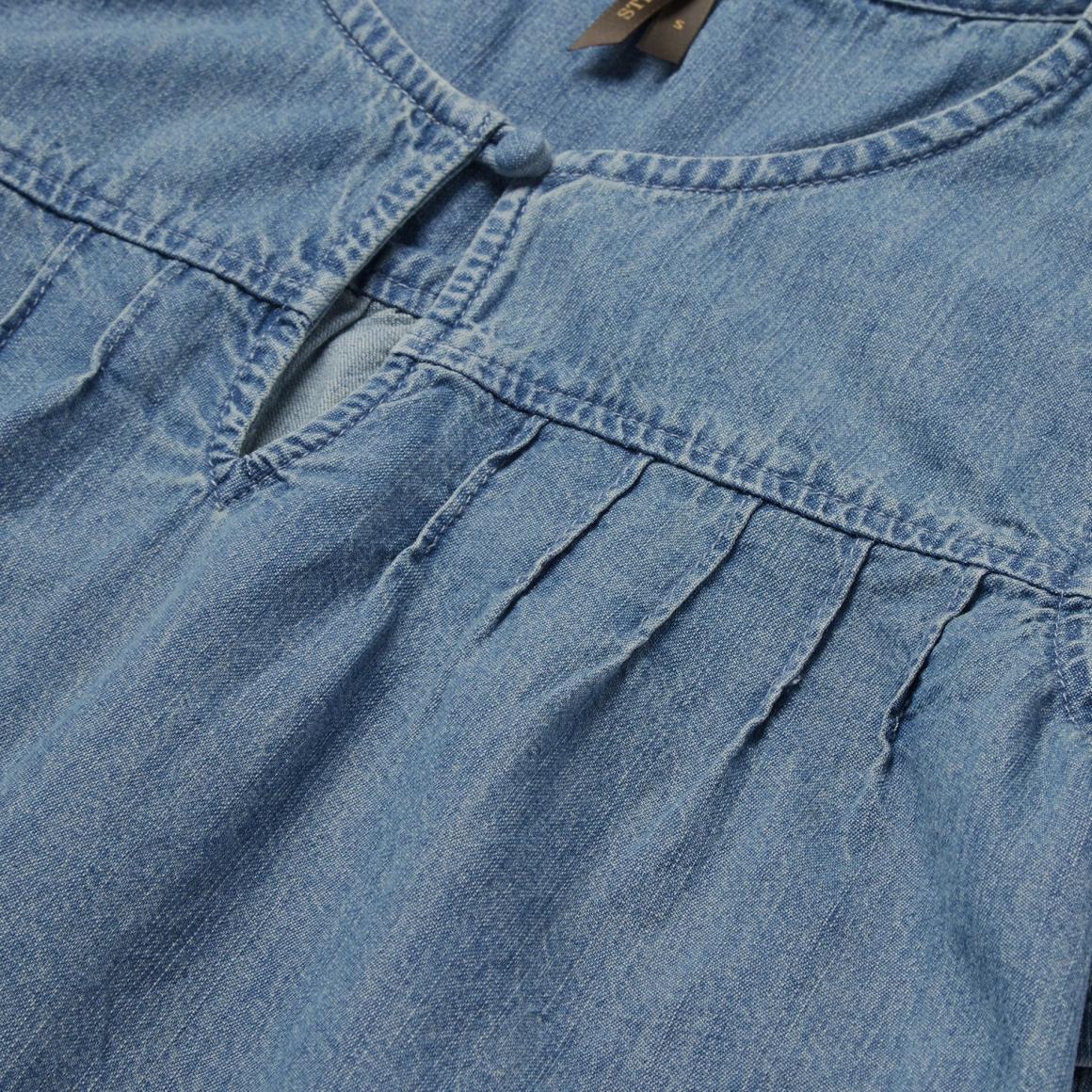 Short-Sleeved Denim Blouse Blue Women Stetson Blouses
