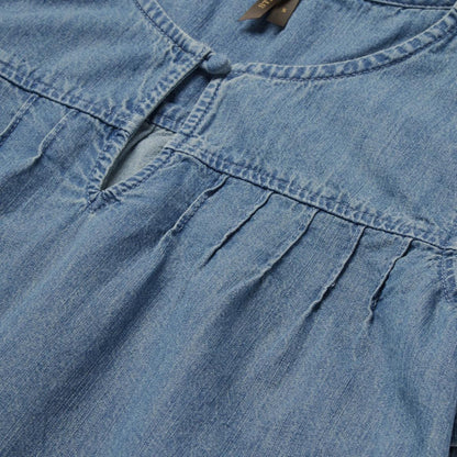 Short-Sleeved Denim Blouse Blue Women Stetson Blouses