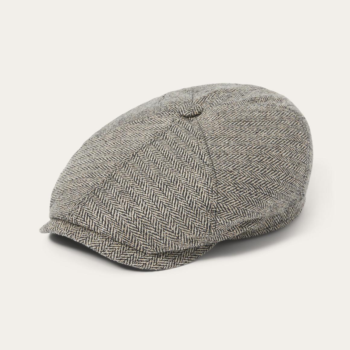 Silk Six-Panel Cap Black/brown Herringbone Men/Women Stetson Caps & Truckers