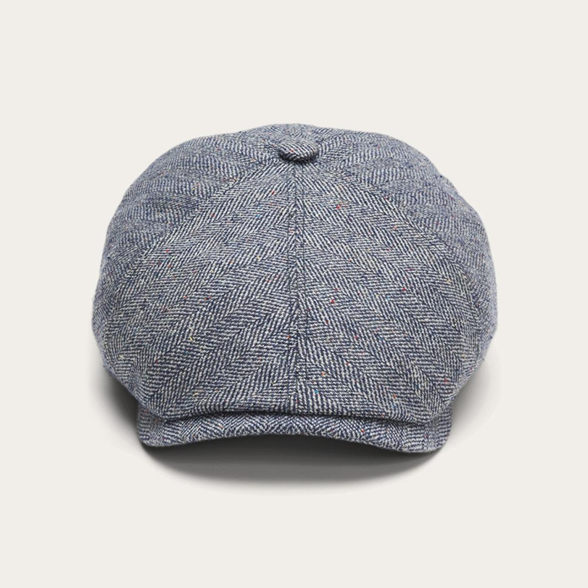 Silk Six-Panel Cap Blue Herringbone Men/Women Stetson Caps & Truckers