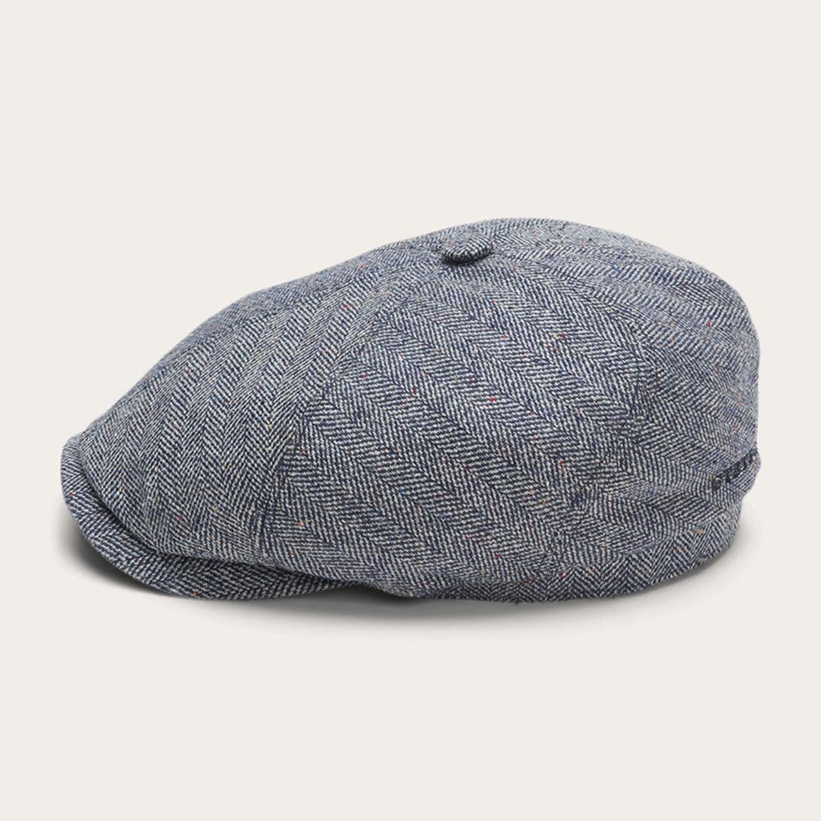 Silk Six-Panel Cap Blue Herringbone Men/Women Stetson Caps & Truckers