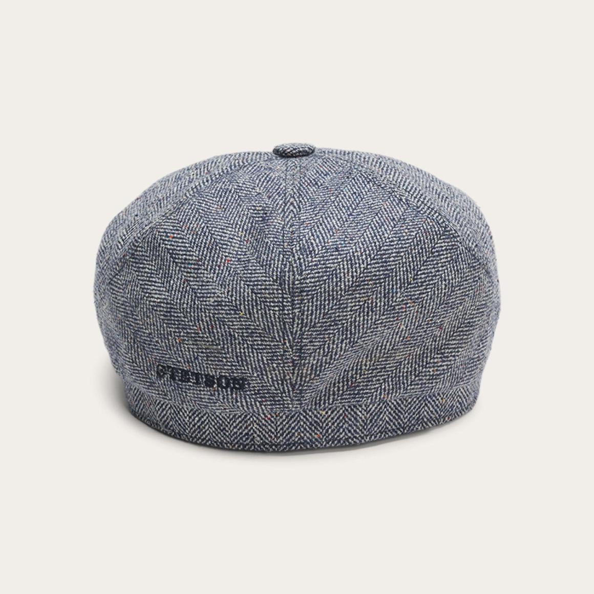 Silk Six-Panel Cap Blue Herringbone Men/Women Stetson Caps & Truckers