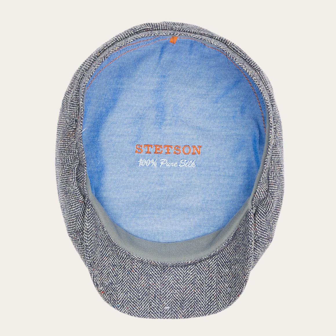 Silk Six-Panel Cap Blue Herringbone Men/Women Stetson Caps & Truckers