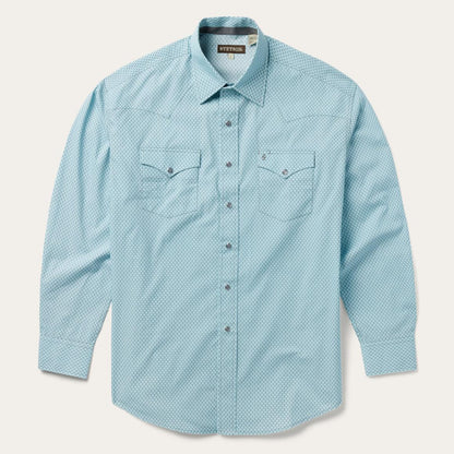 Silver Diamond Neat Print Western Shirt Blue Men Stetson Western Shirts