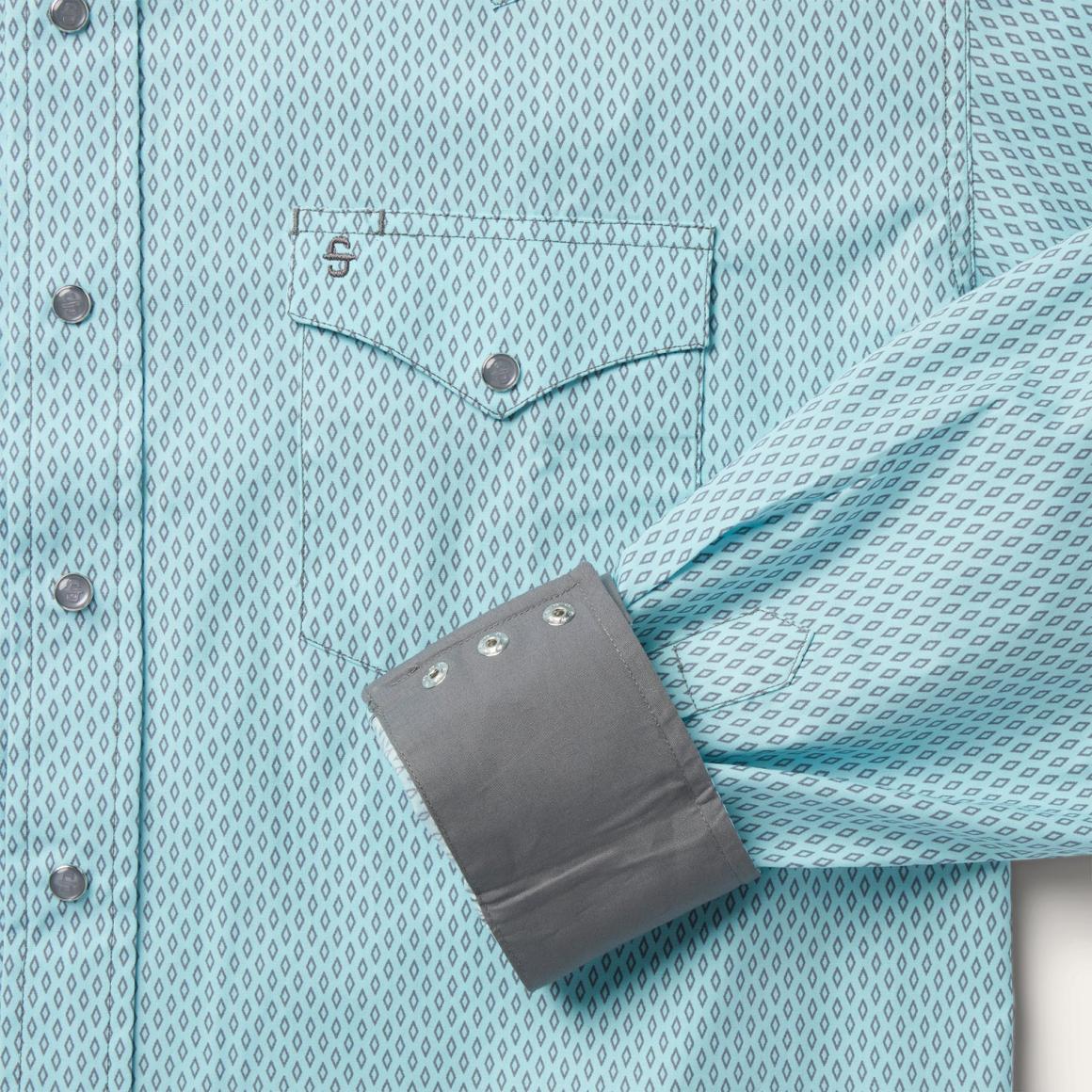 Silver Diamond Neat Print Western Shirt Blue Men Stetson Western Shirts