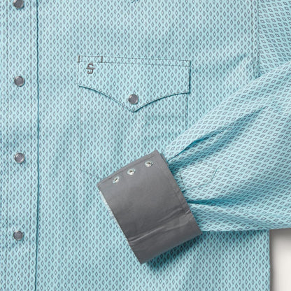 Silver Diamond Neat Print Western Shirt Blue Men Stetson Western Shirts
