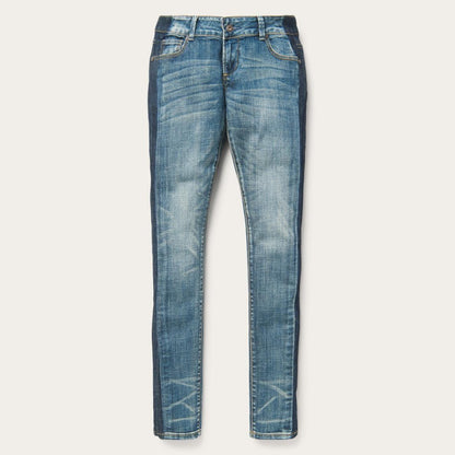 Skinny Fit Stripe Leg Jean Blue Women Stetson Denim