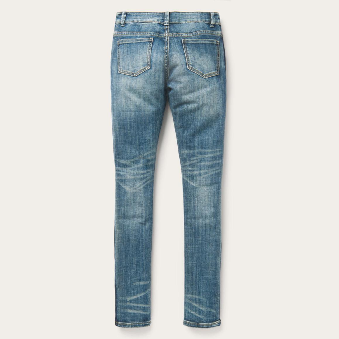 Skinny Fit Stripe Leg Jean Blue Women Stetson Denim