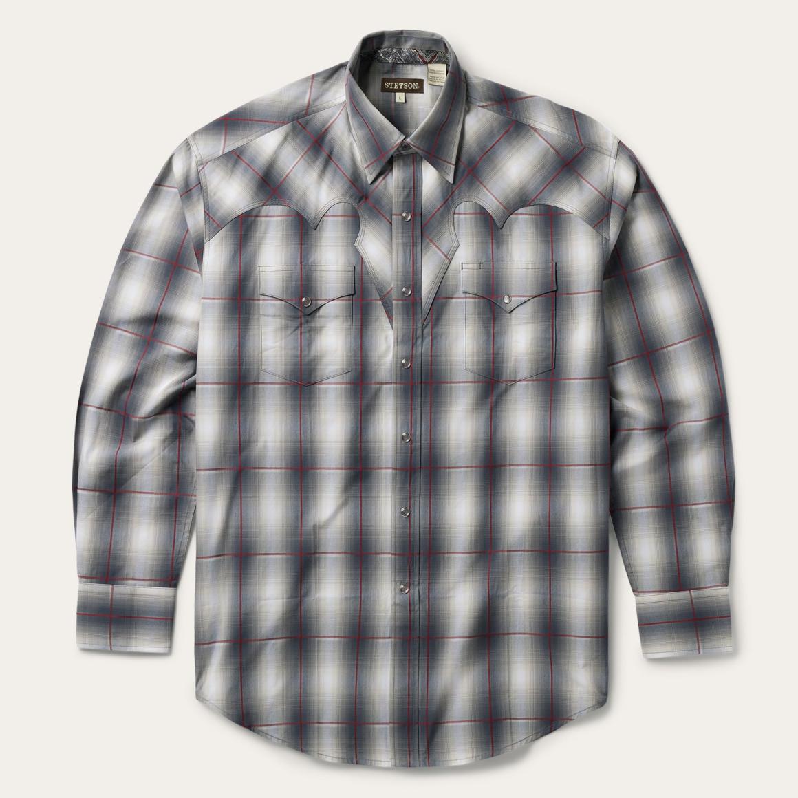 Smoke Ombre Western Shirt Grey Men Stetson Classic Cut