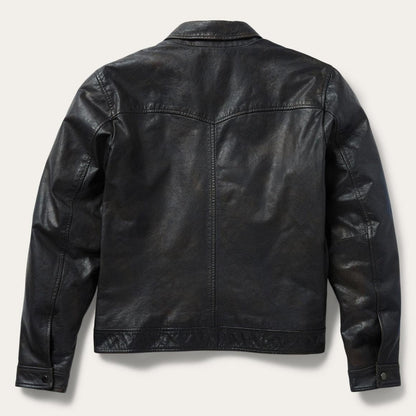 Snap Front Leather Jacket Brown Men Stetson Jackets