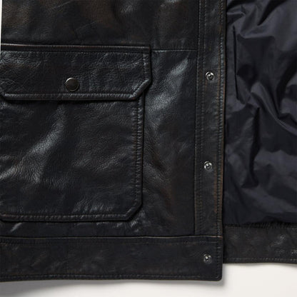 Snap Front Leather Jacket Brown Men Stetson Jackets