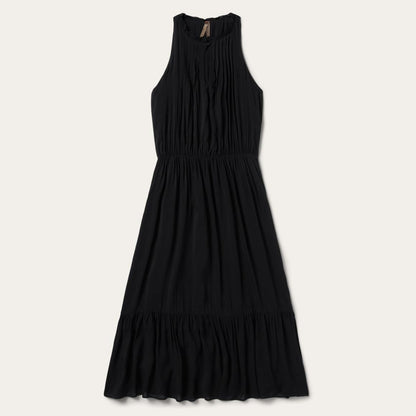 Solid Rayon Sleeveless Prairie Dress Black Women Stetson Midi