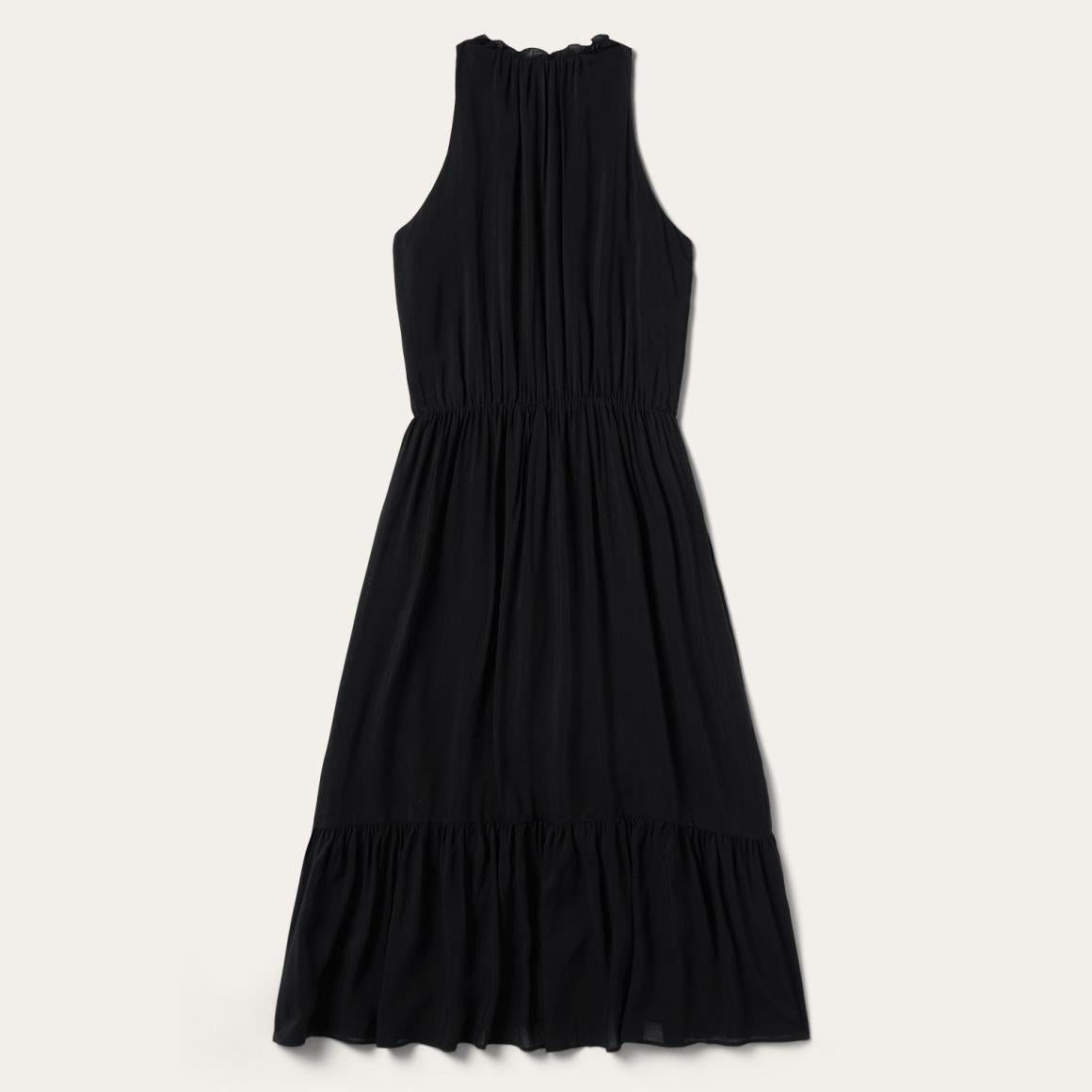 Solid Rayon Sleeveless Prairie Dress Black Women Stetson Midi