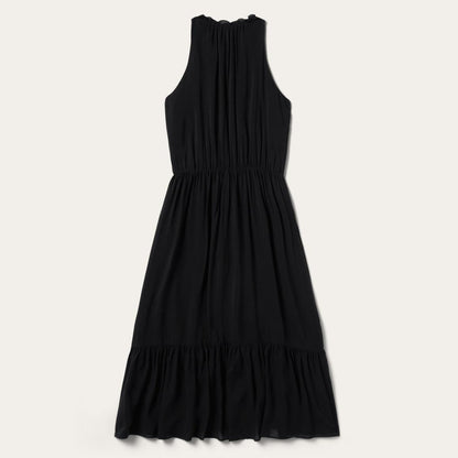 Solid Rayon Sleeveless Prairie Dress Black Women Stetson Midi