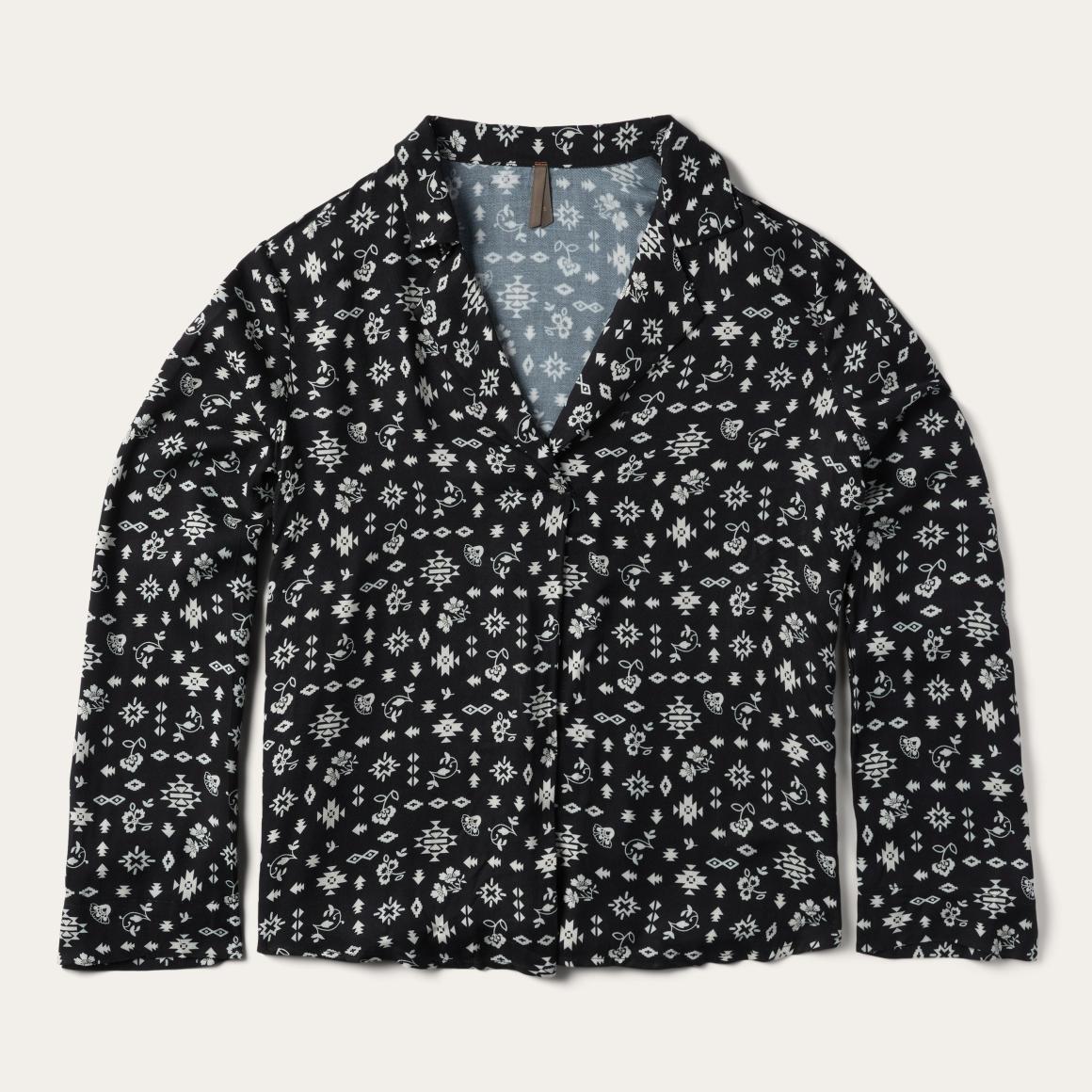 Southwestern Ditzy Print Blouse Black Women Stetson Blouses