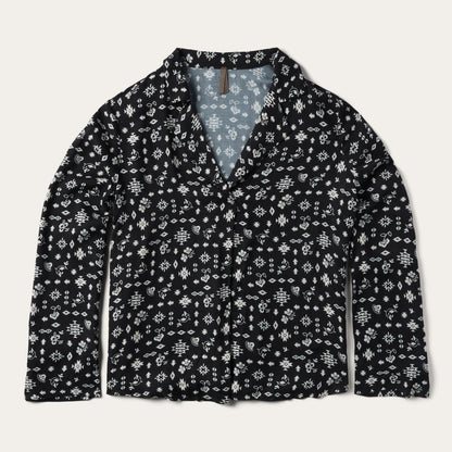 Southwestern Ditzy Print Blouse Black Women Stetson Blouses