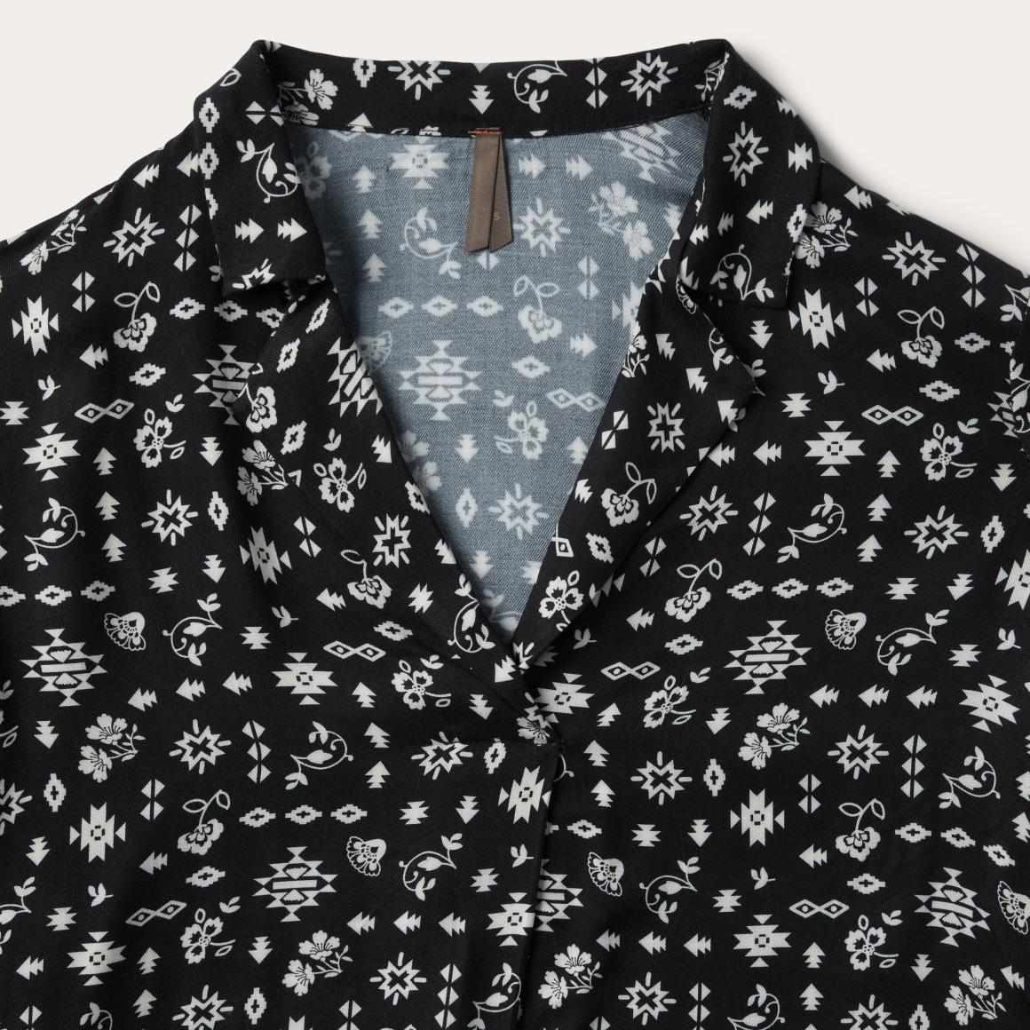 Southwestern Ditzy Print Blouse Black Women Stetson Blouses