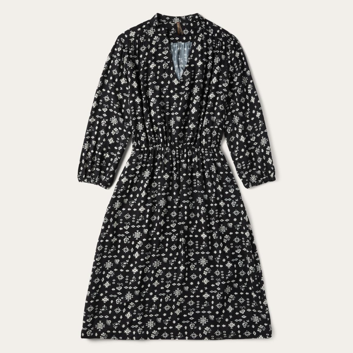 Southwestern Ditzy Print Dress Black Women Stetson Midi