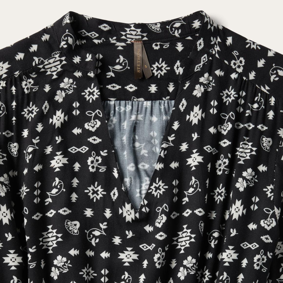 Southwestern Ditzy Print Dress Black Women Stetson Midi