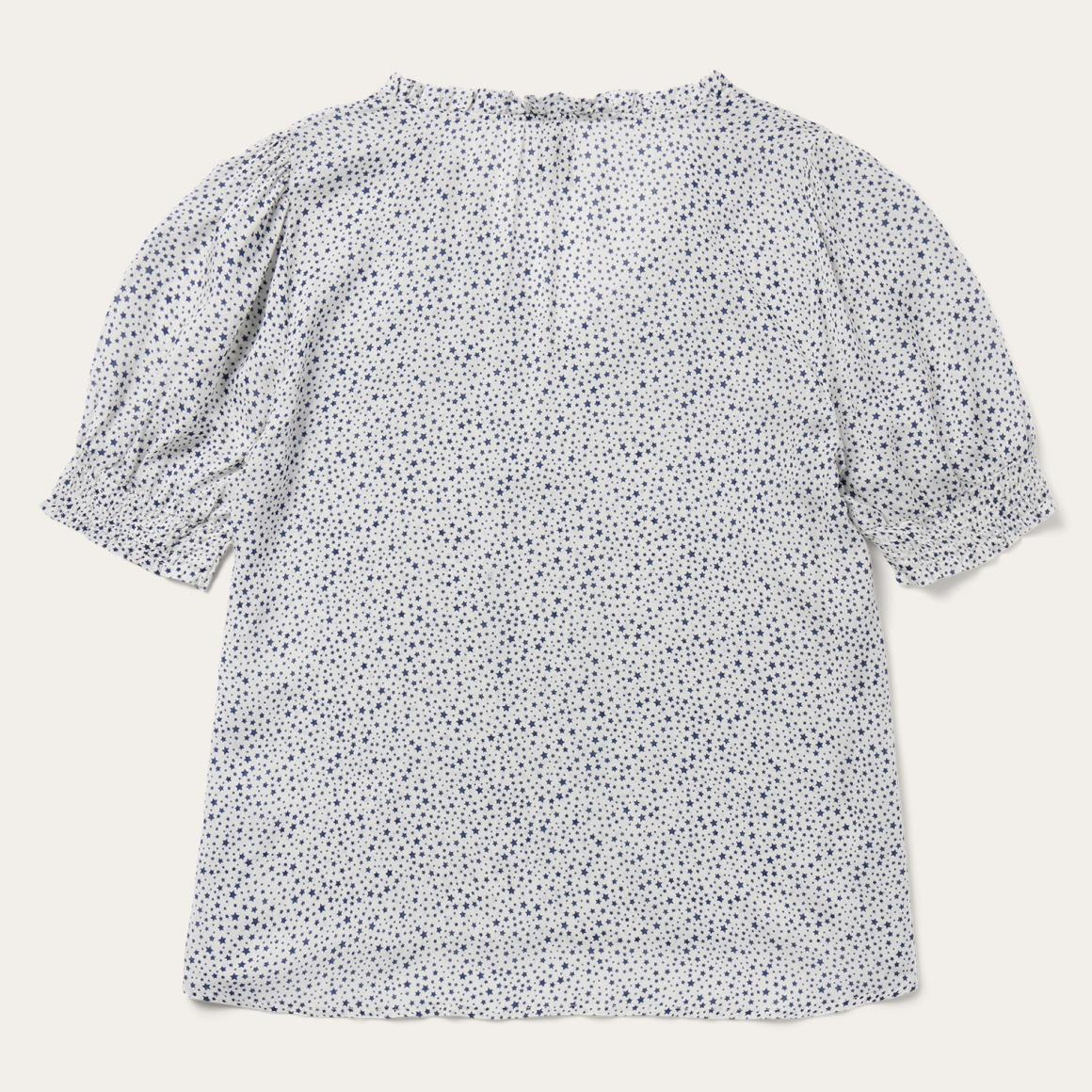 Stars Print Peasant Blouse White Women Stetson Blouses