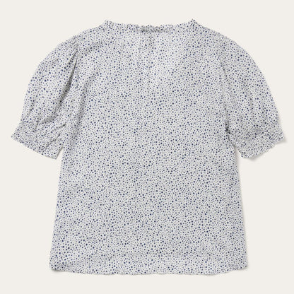 Stars Print Peasant Blouse White Women Stetson Blouses