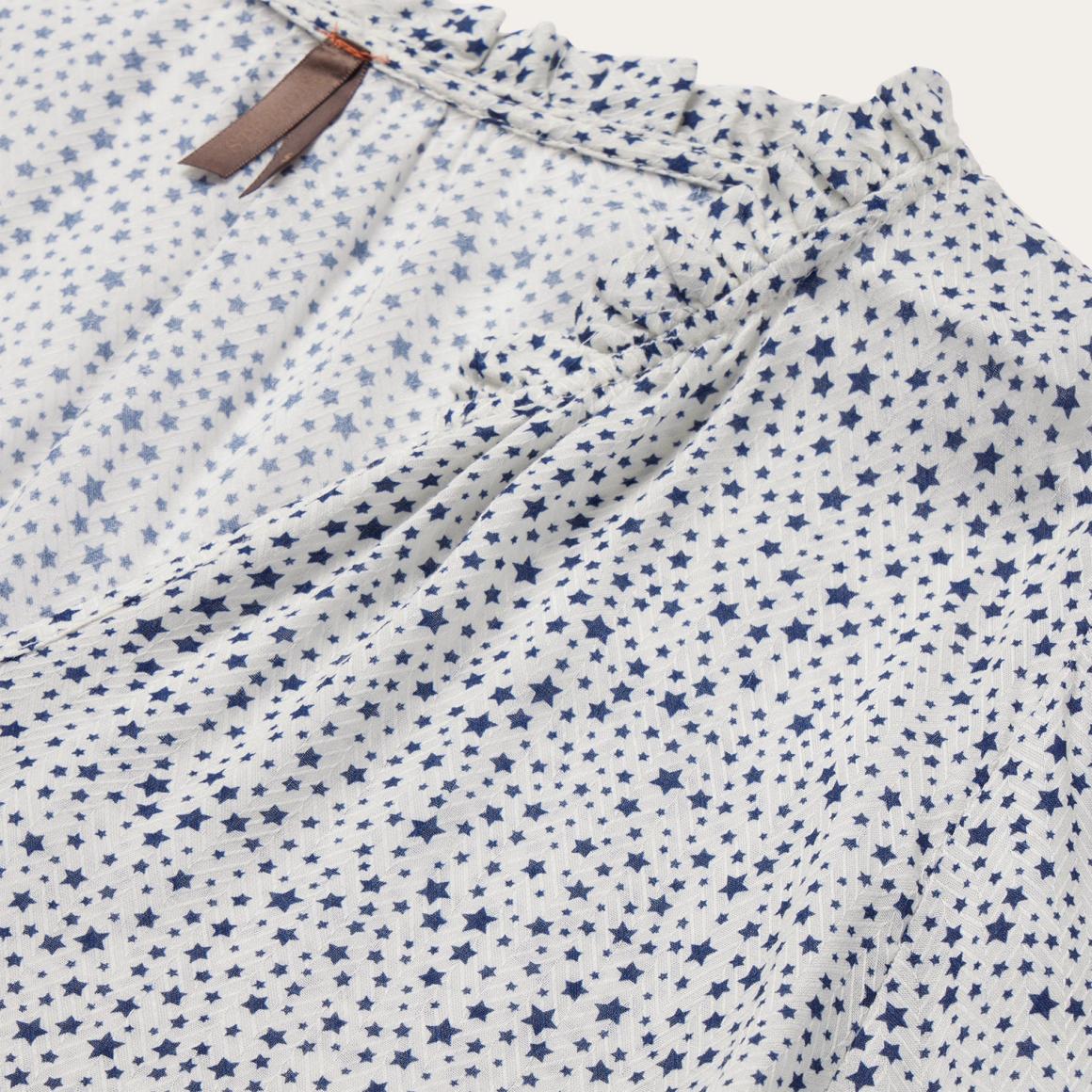 Stars Print Peasant Blouse White Women Stetson Blouses