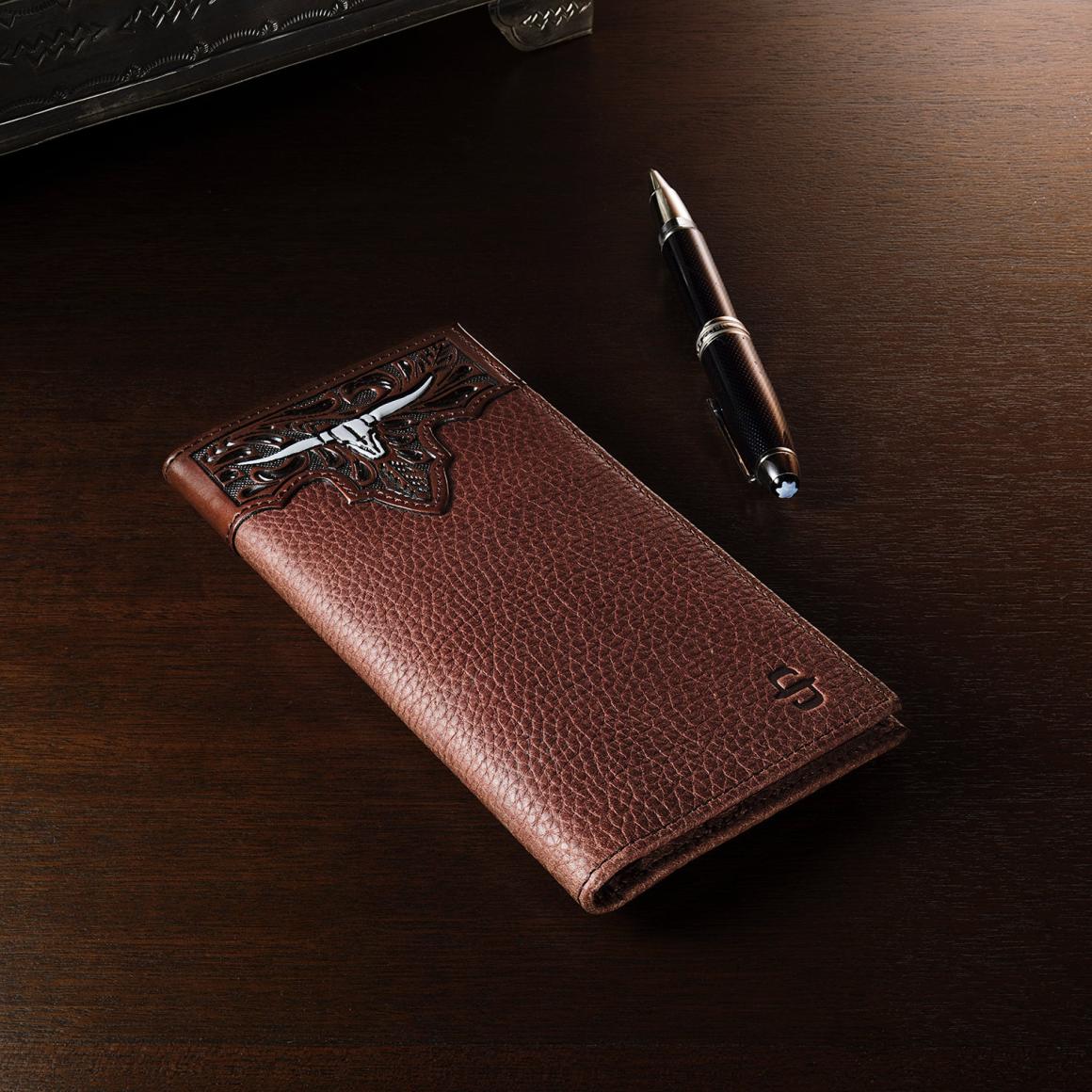 Steer Head Checkbook Brown Men Stetson Wallets