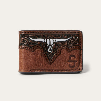 Steer Head Money Clip Brown Men Stetson Wallets