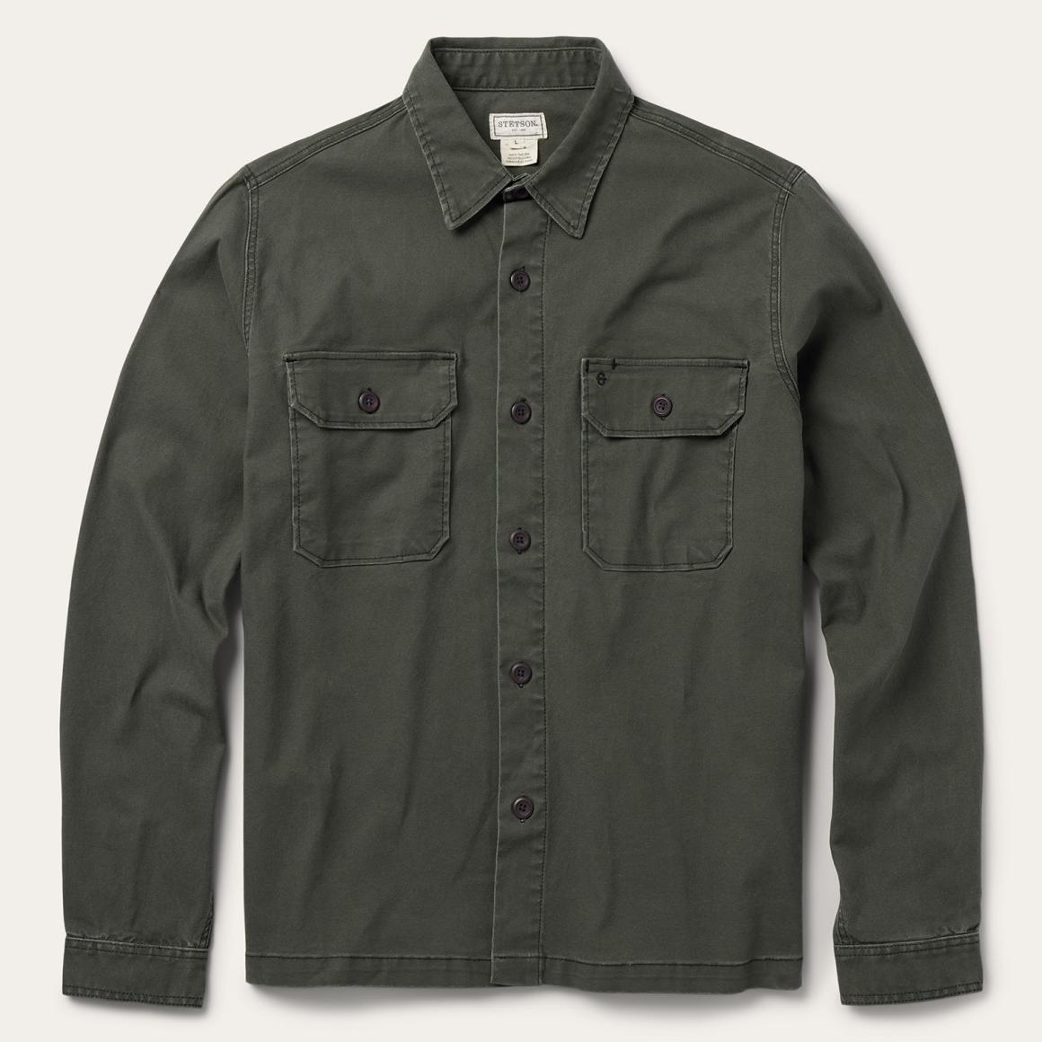 Stretch Canvas Jac-Shirt Green Men Stetson Jackets