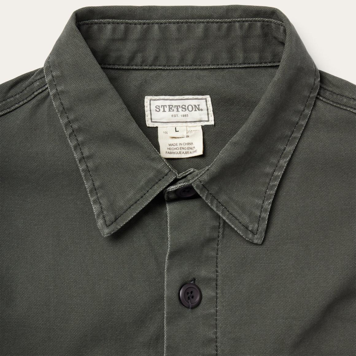 Stretch Canvas Jac-Shirt Green Men Stetson Jackets