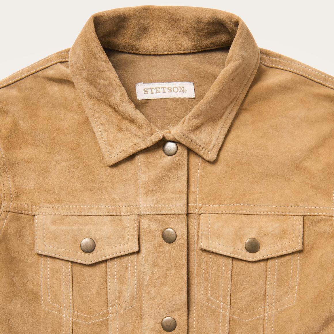 Suede Denim Shirt Jacket Brown Women Stetson Jackets