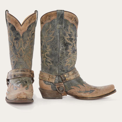 Sundance Kid Washed Crater Black Cowboy Boot Black Men Stetson Western