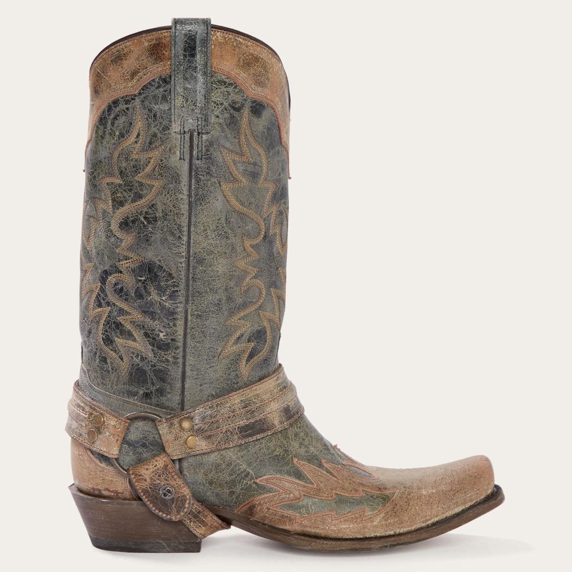 Sundance Kid Washed Crater Black Cowboy Boot Black Men Stetson Western